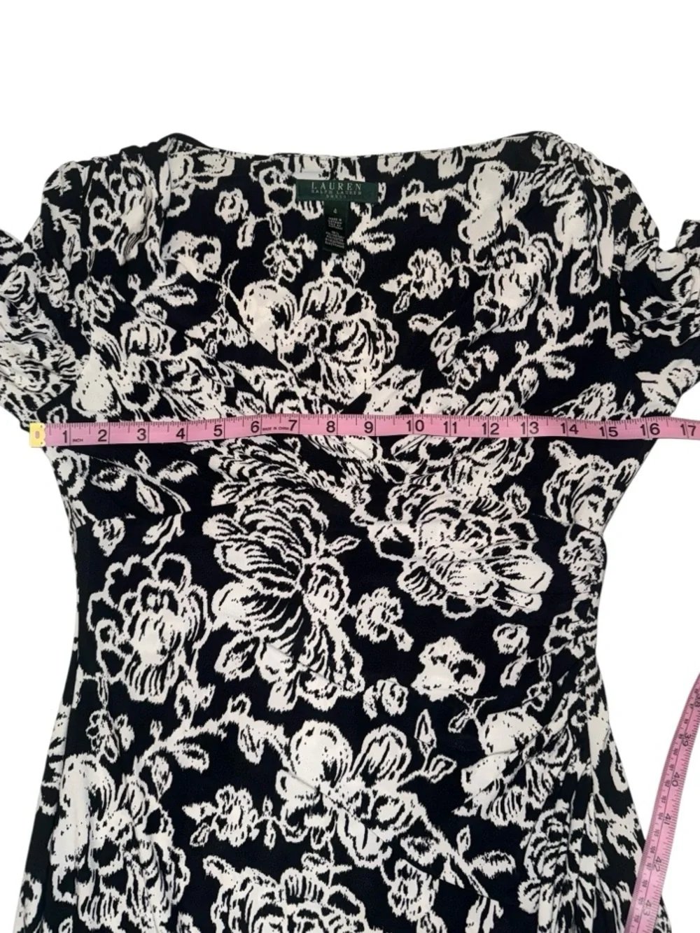 Lauren Ralph Lauren Faux Wrap Floral Midi Shift Dress Sz 4 Original $134 - Picture 4 of 7